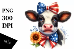 Cow Portrait Wearing Bow | Clipart Product Image 3