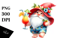 Whimsical Gnome Drinking a Cocktail, High-Res PNG Product Image 1