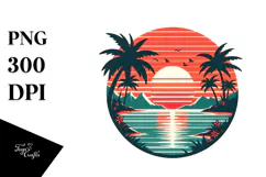 Tropical Sunset, Tshirt Style, Transparent PNG Product Image 1
