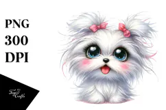 Watercolor Cute Maltese, Transparent PNG Product Image 1
