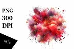 Colorful Redish Watercolor Splash with Glitery Texture Product Image 1