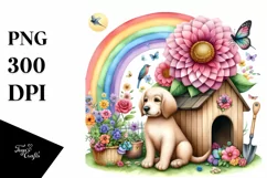 Dog House and Colorful Flowers | Clipart Product Image 3
