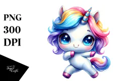 Cute Unicorn Dancing with Cool Haircut PNG Product Image 1