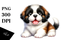 Watercolor Baby Cartoon Saint Bernard, High-Res PNG Product Image 1