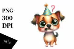 Funny Standing Dog in Party Hat Clipart Product Image 3