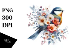 Watercolor Bird Half Flowers, Transparent PNG Product Image 1