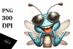 Funny Dragonfly Rocker Sign | Watercolor Clipart Product Image 3