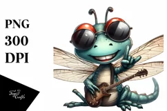 Funny Dragonfly Rocker Sign | Watercolor Clipart Product Image 1