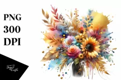 Colorful Abstract Bouquet with Gold Foil Sunflower | Product Image 3