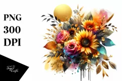 Colorful Abstract Bouquet with Gold Foil Sunflower | Product Image 1