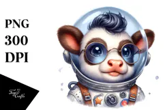 Baby Cow Astronaut PNG Product Image 1