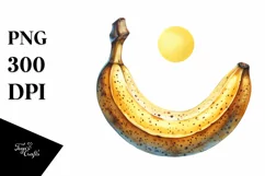 Banana Watercolor Centered | Sublimation Clipart Product Image 1
