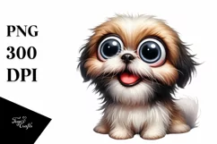 Cute Crazy Watercolor Shih Tzu | Clipart Product Image 1