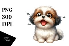 Crazy Shih Tzu Watercolor Clipart Product Image 1