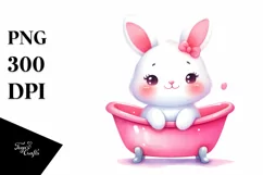 Sitting Bathtub Baby Bunny PNG Product Image 1