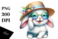 Cute Bunny with Hat and Sunglasses PNG Product Image 1