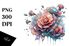 Abstract Colorful Carnation Made of Diamond PNG Product Image 1