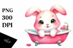 Vibrant Bunny in Bathtub PNG Product Image 1
