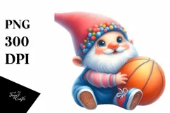 Watercolor Gnome Basketball Cute Product Image 1