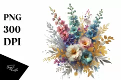 Vibrant Bouquet with Gold Foil | Clipart Product Image 3