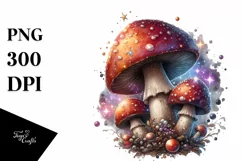 Shiny Magical Mushroom Watercolor Splash, Transparent PNG Product Image 3