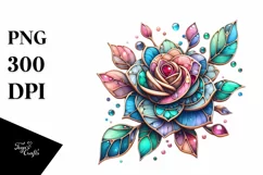 Vibrant Stained Rose, Detailed PNG Product Image 3
