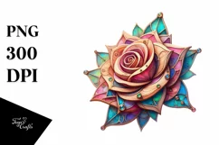 Vibrant Stained Rose, Detailed PNG Product Image 3