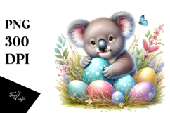 Digital Watercolor Baby Koala Easter PNG Product Image 1