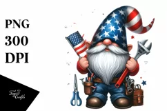 Patriotic Locksmith Gnome Watercolor Clipart Product Image 3