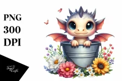 Watercolor Cute Baby Dragon PNG Product Image 3