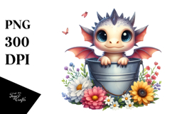 Watercolor Cute Baby Dragon PNG Product Image 1