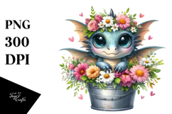 Cute Baby Dragon by the Bucket, Transparent PNG Product Image 1