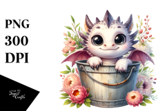 Cute Baby Dragon by the Bucket, Transparent PNG Product Image 1