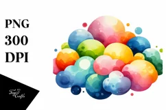 Colorful Simple Watercolor Cloud Sublimation Clipart Product Image 3