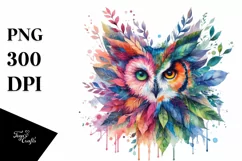 Abstract Owl with Plant Leaves PNG Product Image 3