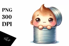 Cute Watercolor Small Smiling Sitting in Can Sublimation Product Image 1