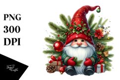 Detailed Watercolor Christmas Gnome, Transparent PNG Product Image 3