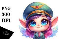 Vibrant Watercolor Baby Fairy with Pilot&#039;s Cap, High-Res PNG Product Image 1