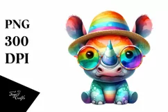 Cute Baby Rhino Sunglasses Clipart Product Image 1