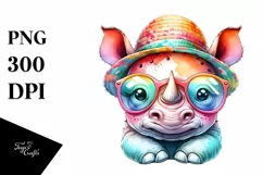 Cute Baby Rhino Sunglasses Clipart Product Image 3