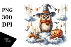 Halloween Owl Sitting on Cloud PNG Product Image 1