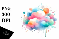 Colorful Pastel Cloud Watercolor Clipart Product Image 3