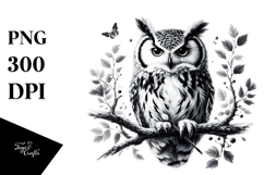 Simple Digital Owl Painting, PNG Product Image 1