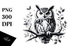Simple Digital Owl Painting, PNG Product Image 1