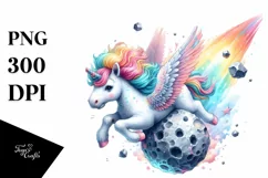 Baby Unicorn Space Dive, Cosmic PNG Product Image 3