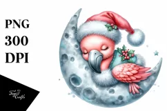 Baby Flamingo Sleeping on Moon Clipart Product Image 4