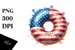 Watercolor Vintage Donut - USA Flag Colors Product Image 3