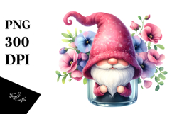 Cute Gnome with Sweet Pea, PNG Product Image 1
