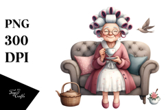 Watercolor Lady with Tea Cup | Clipart Product Image 1