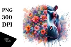 Artistic Vibrant Hippo Covered with Flowers|Clipart Product Image 3